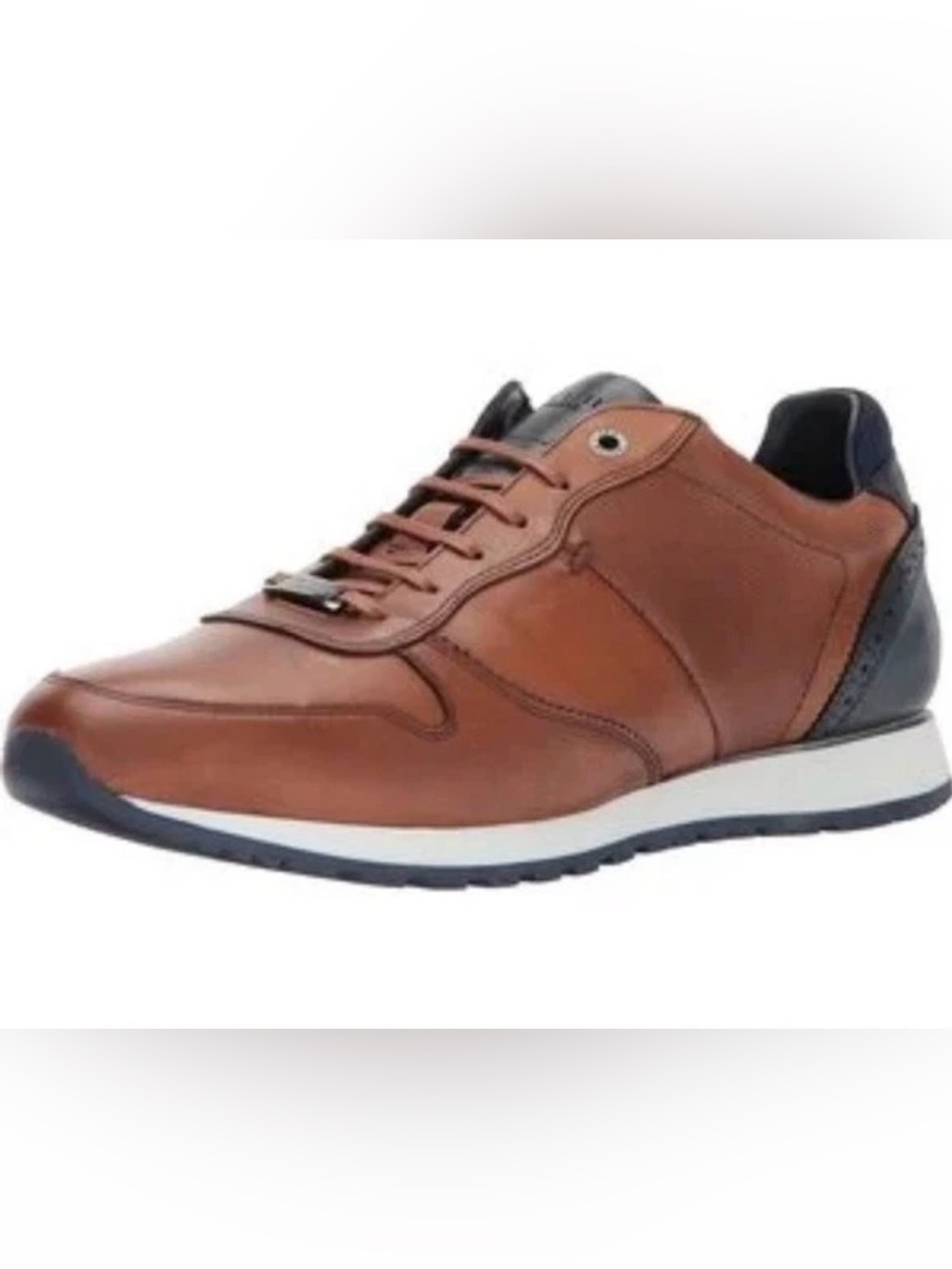 Ted Baker London Shindl Leather Lace-Up Sneaker Tan and Navy 12